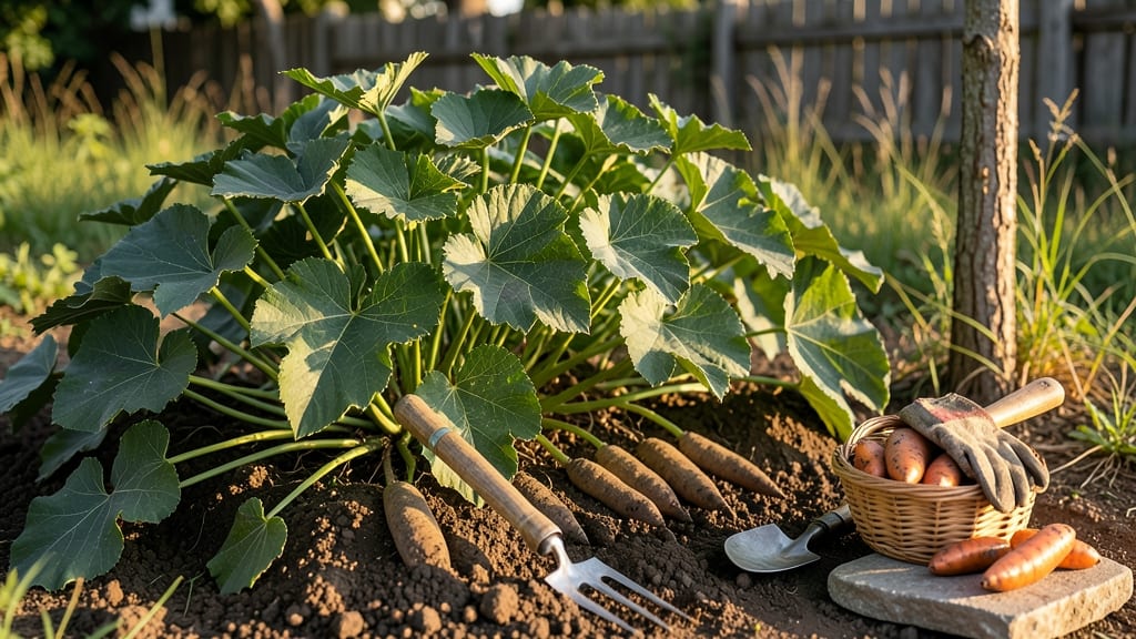 Sweet Potato Harvest Time: Finger-Press Test for Perfect Ripeness