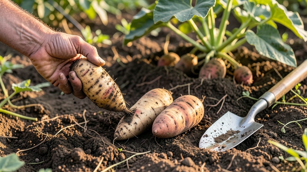 How to Know When to Harvest Sweet Potatoes: Skin Slip Test & Vine Dieback Tricks